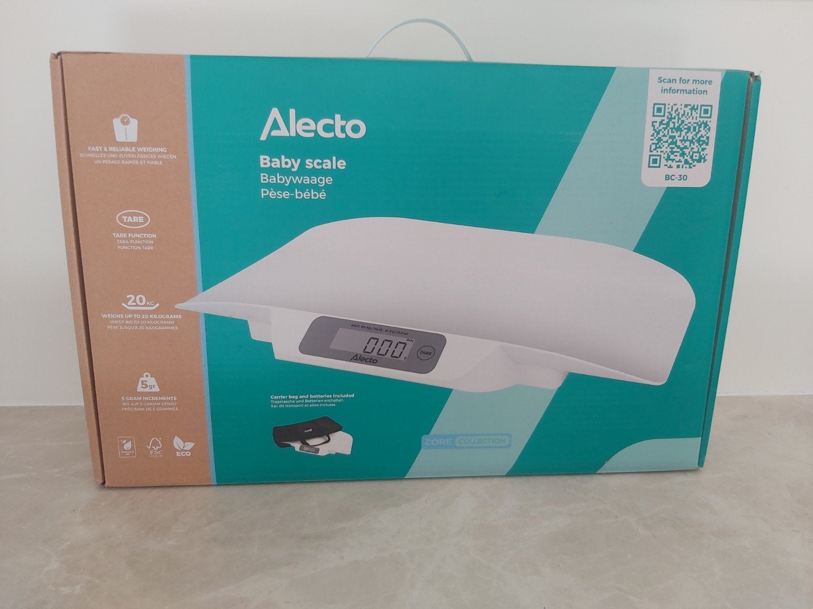 Alecto Babyweegschaal BC-30 - Zo goed als nieuw, Witgoed en Apparatuur, Ophalen of Verzenden, Overige typen, 10 tot 50 kg, Fijner dan 1 gram