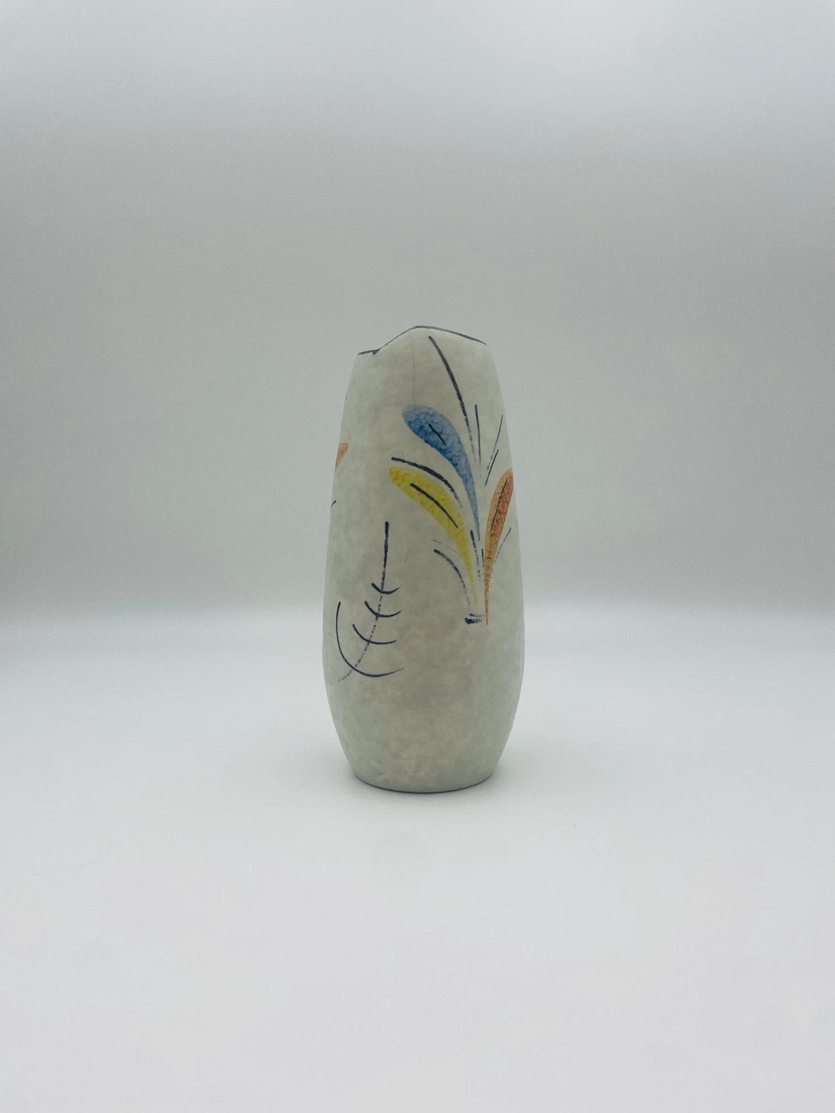 Vintage West-Duitse Vaas met Abstract Decor - Hoog, Ophalen of Verzenden