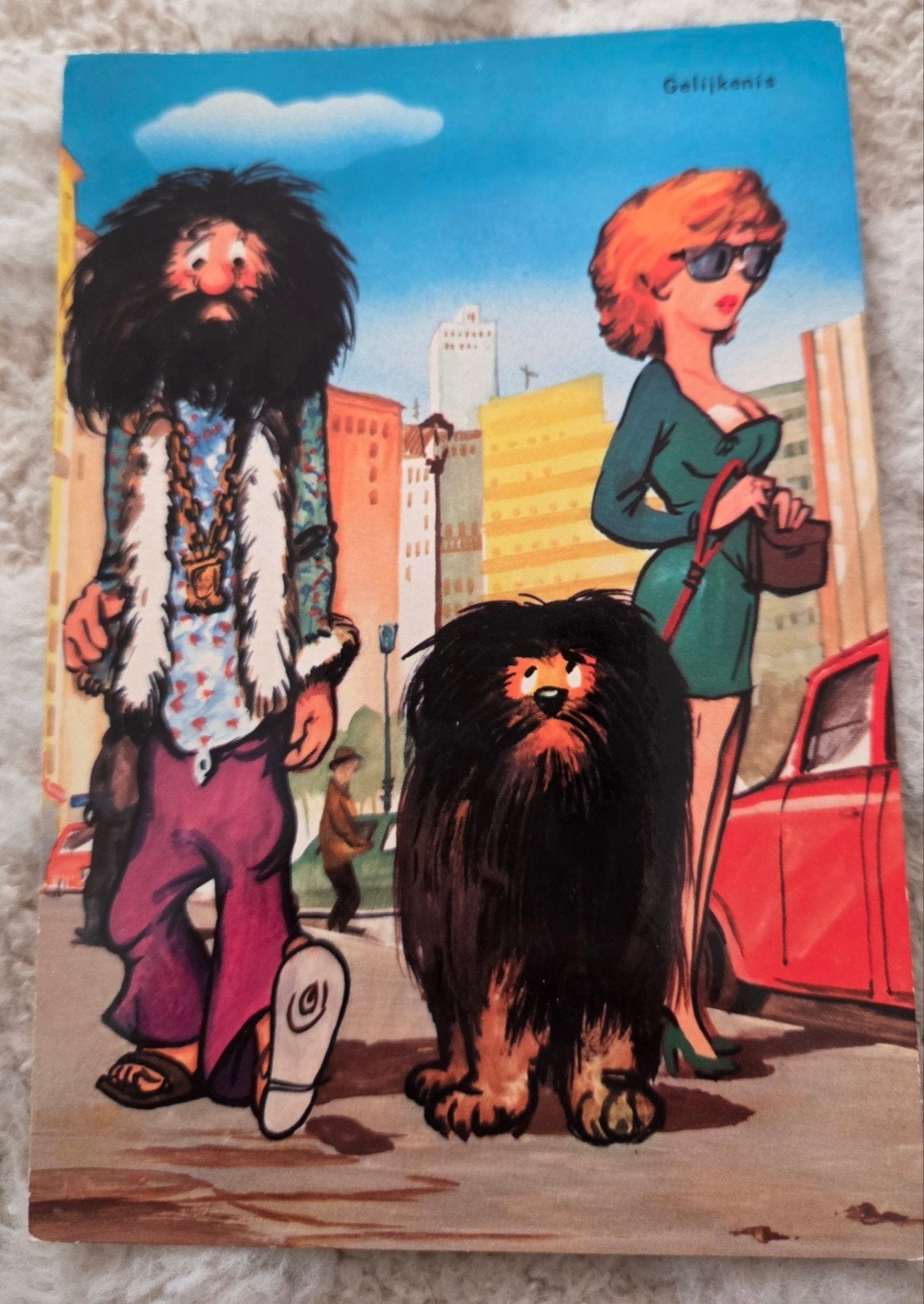 Vintage Ansichtkaart: Hippie, Vrouw & Hond, Verzenden, 1960 tot 1980, Gelopen, Overige thema's