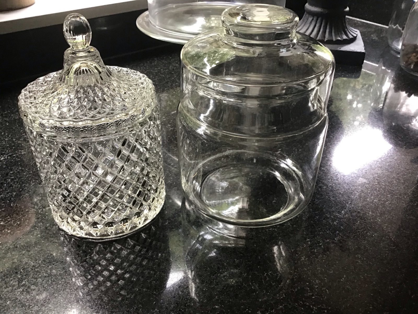 Set van 2 glazen potten met deksel, Ophalen of Verzenden