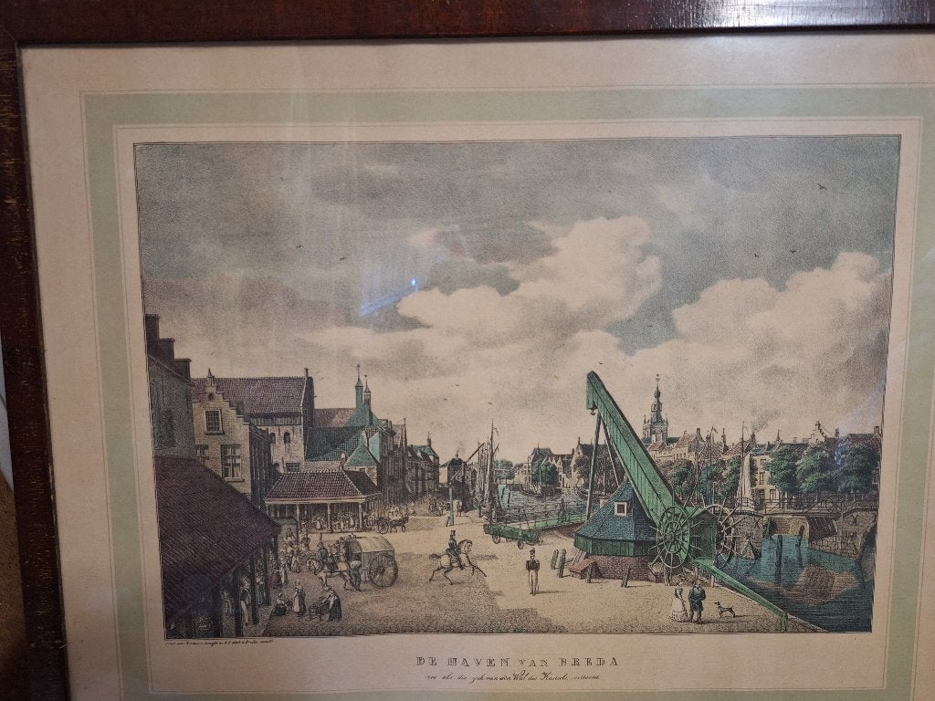 Haven Breda, Ophalen of Verzenden, Print, Prent, Achter glas