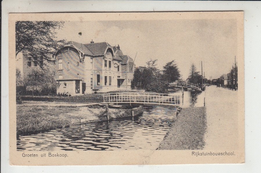 Boskoop, Rijkstuinbouwschool, Ophalen of Verzenden, 1920 tot 1940, Gelopen, Zuid-Holland