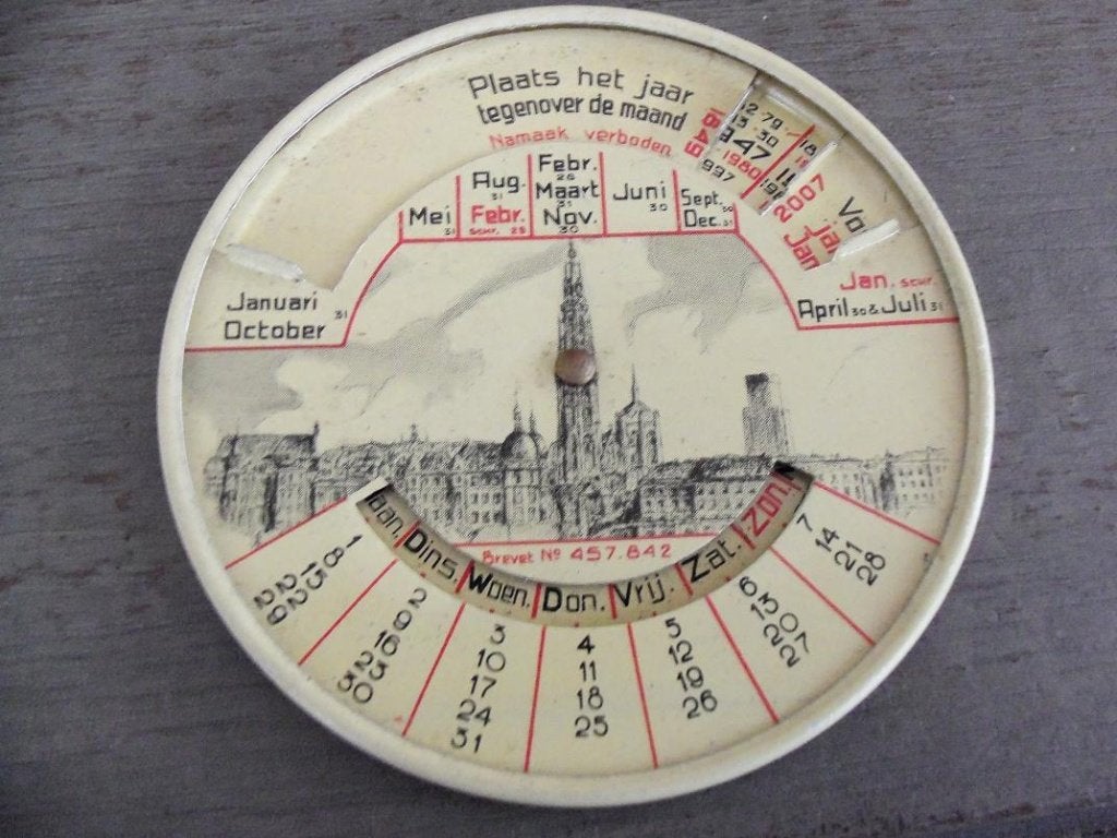 Antieke Blikken Kalender! Antwerpen 1849-2007! Zeldzaam!!!, Ophalen of Verzenden