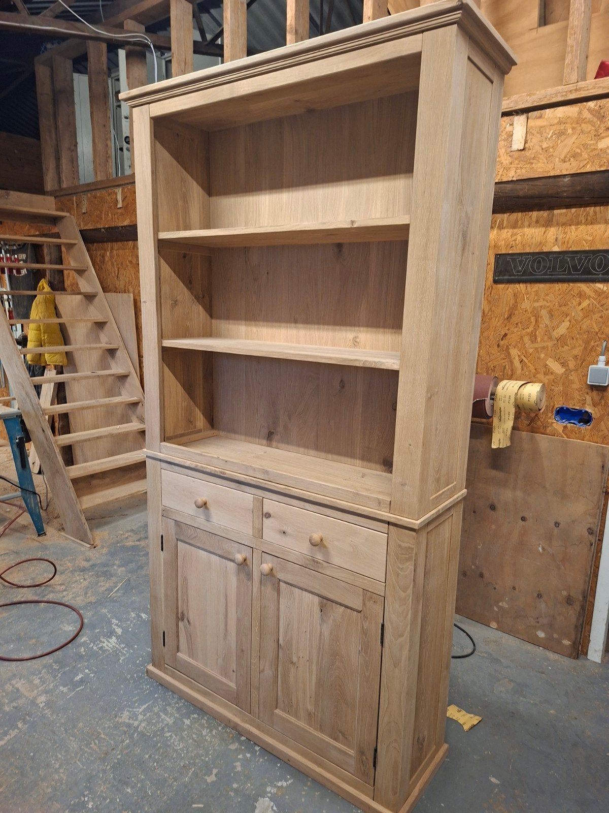 Massief Eikenhouten Boekenkast - Handgemaakt, Huis en Inrichting, Kasten | Boekenkasten, 200 cm of meer, Eikenhout, Nieuw, Ophalen of Verzenden