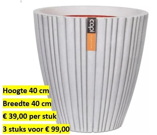 Nieuwe capi potten 40x40 kleur ivoor wit, Tuin en Terras, Bloempotten, Kunststof, Capi, Rond, Nieuw