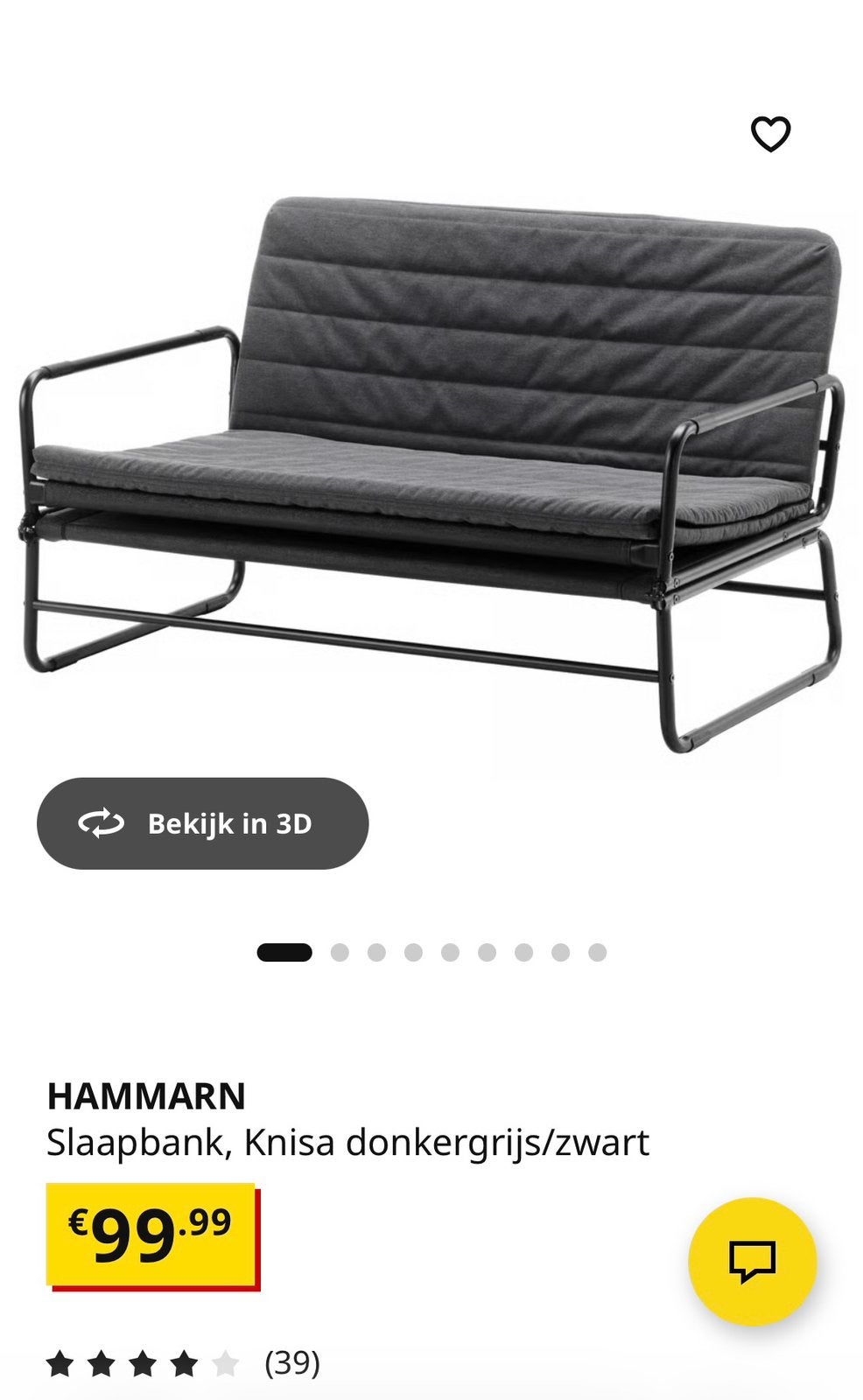 Ikea bedbank Hammarn, Huis en Inrichting, Slaapkamer | Slaapbanken, Ophalen, Tweepersoons, Zo goed als nieuw, 120 cm