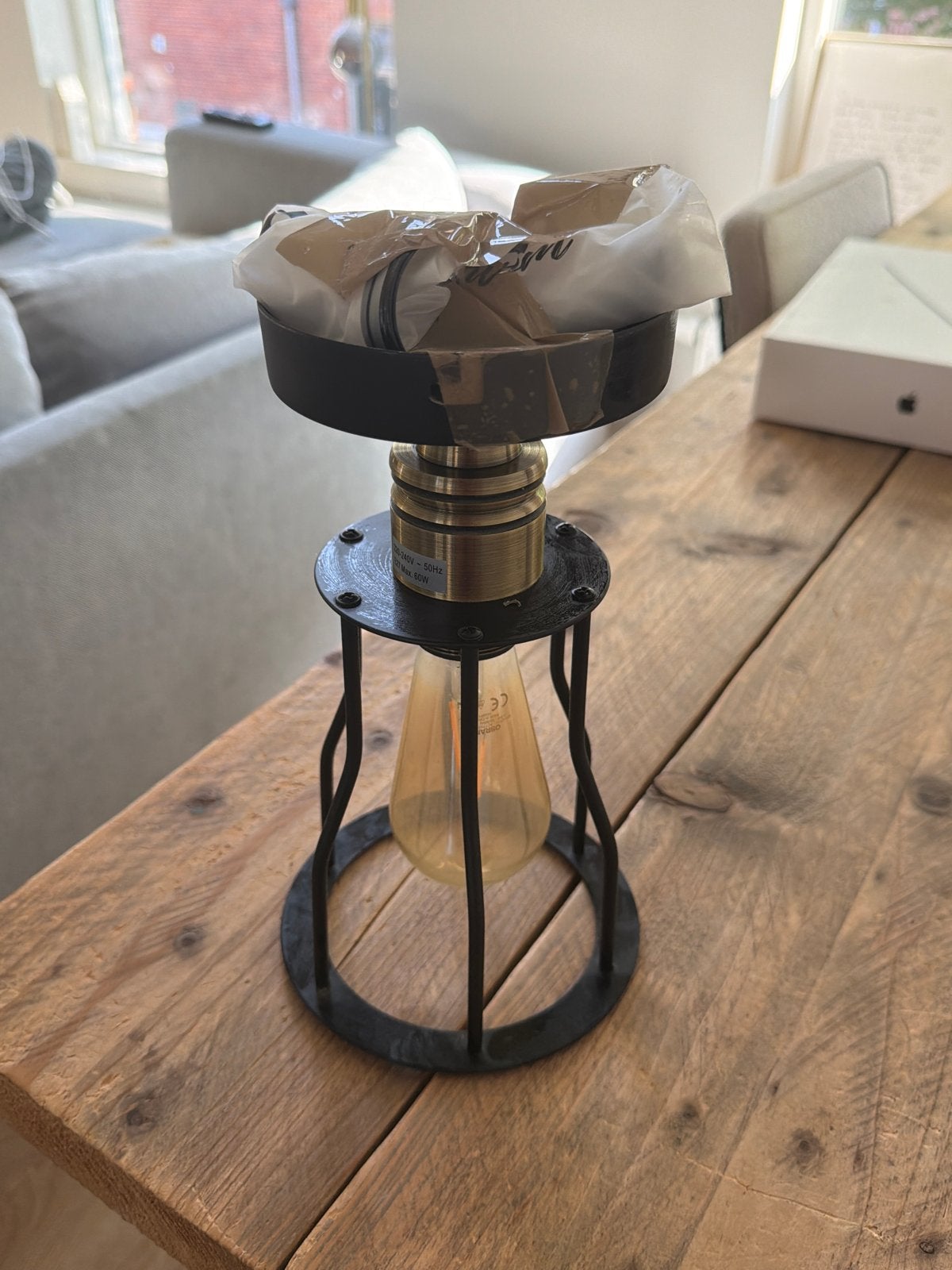 Industriële tafellamp met Edison gloeilamp, Overige merken, Zwart, Industrieel, E27 (groot)