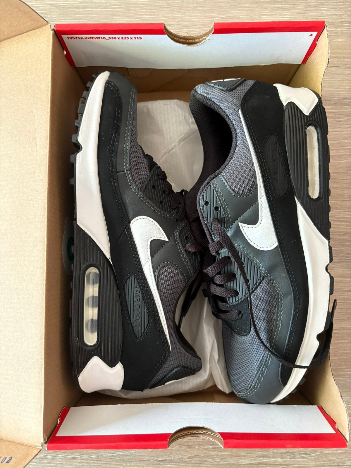 Nike Air Max 90 Iron Grey Dark Smoke Grey Black White 44,5, Ophalen of Verzenden, Zo goed als nieuw, Zwart, Sneakers of Gympen
