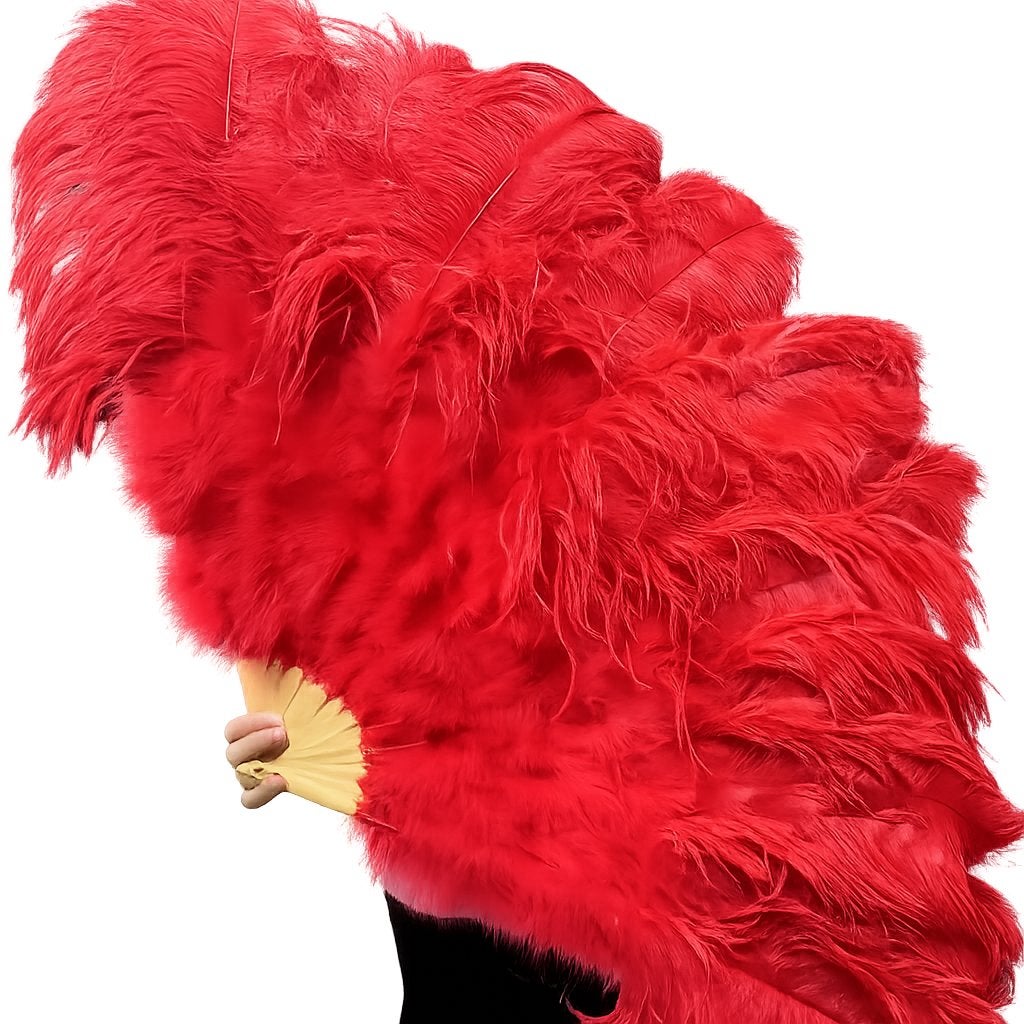 Rode Veren Waaier - Burlesque Dans Accessoire/ henna, Ophalen of Verzenden, Nieuw, Feestartikel, Carnaval