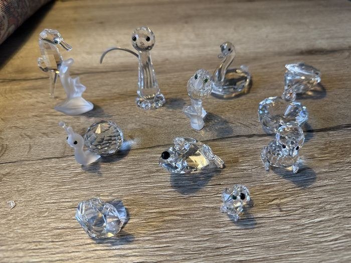11 Kristallen figuurtjes, 5 met een Zwaantje en Swarovski, Ophalen of Verzenden, Zo goed als nieuw, Figuurtje