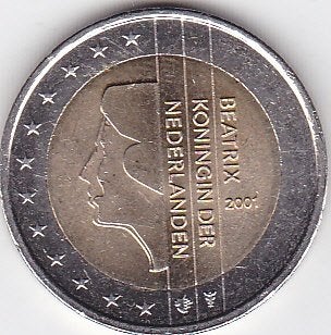 2 euro 2001 Nederland UNC., Ophalen of Verzenden, Overige landen, 2 euro, Losse munt