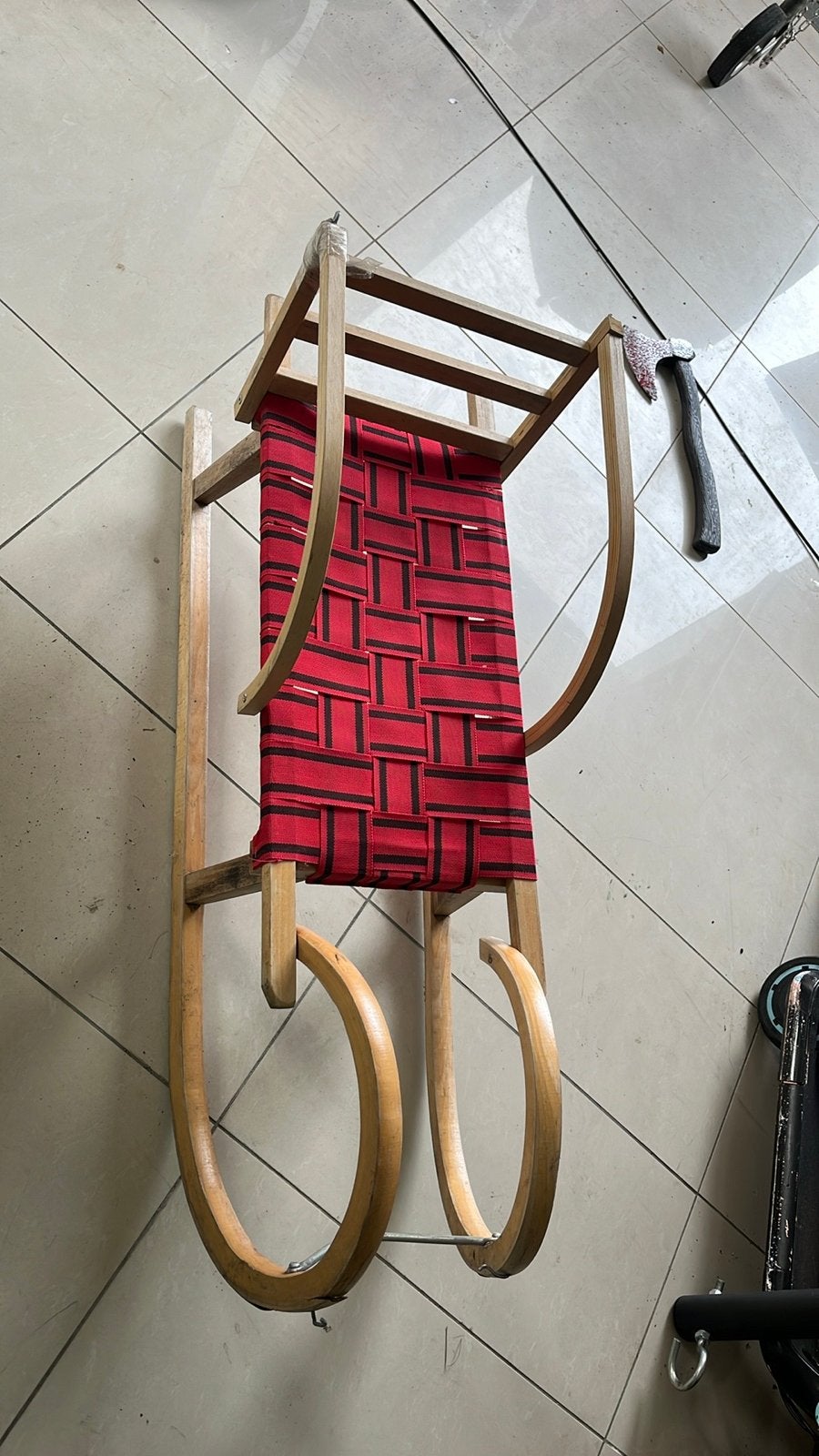 Slee met rugleuning - achterkant afgebroken, Ophalen of Verzenden, Rugleuning, Gebruikt, Hout