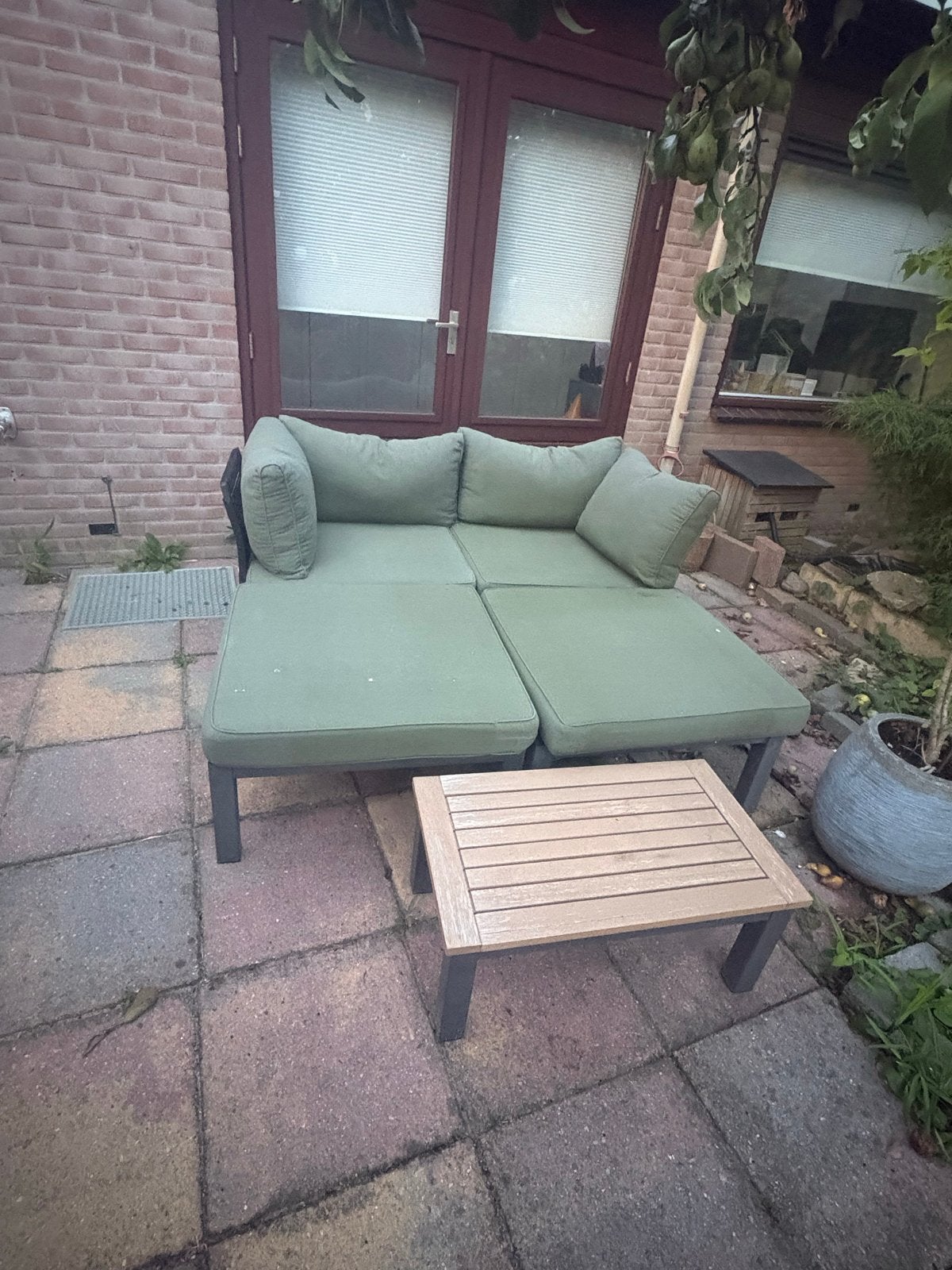 Leen Bakker loungeset met bon, kussens iets verkleurd, Tuin en Terras, Tuinsets en Loungesets, Ophalen, 4 zitplaatsen, Gebruikt