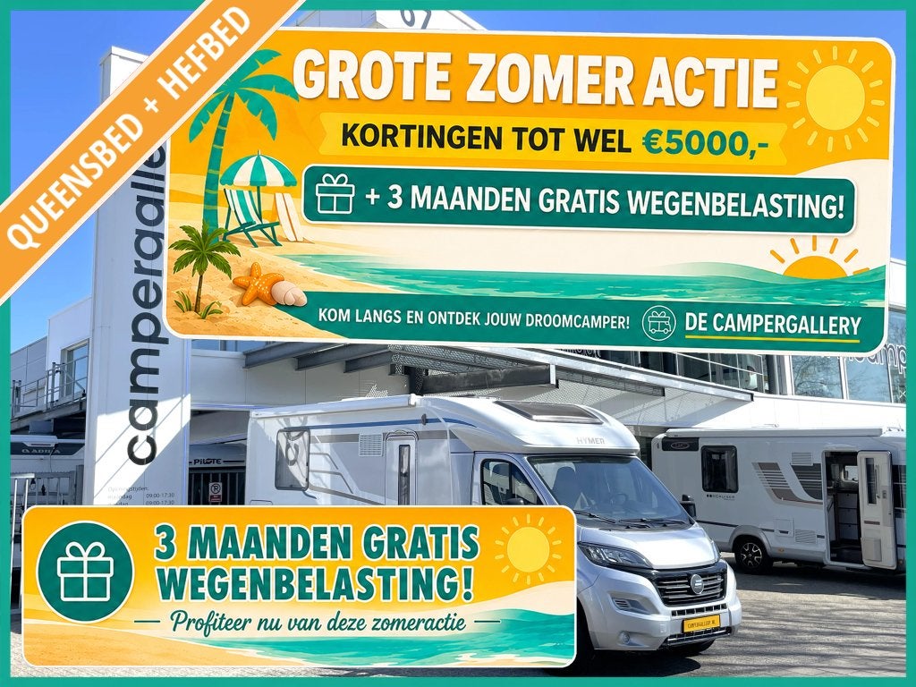 Hymer T 698 CL CAMPER QUEENSBED+HEFBED EURO6 XXL GARAGE, Caravans en Kamperen, Campers, Fiat, 7 tot 8 meter, Bedrijf, Hymer