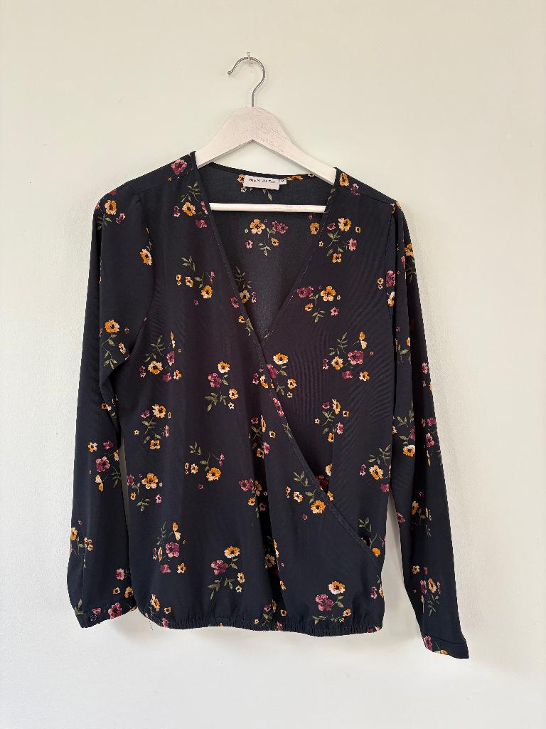Blouse Blauw Bloem Bien Bleu Maat M, Maat 38/40 (M), Blauw, Ophalen of Verzenden, Gedragen