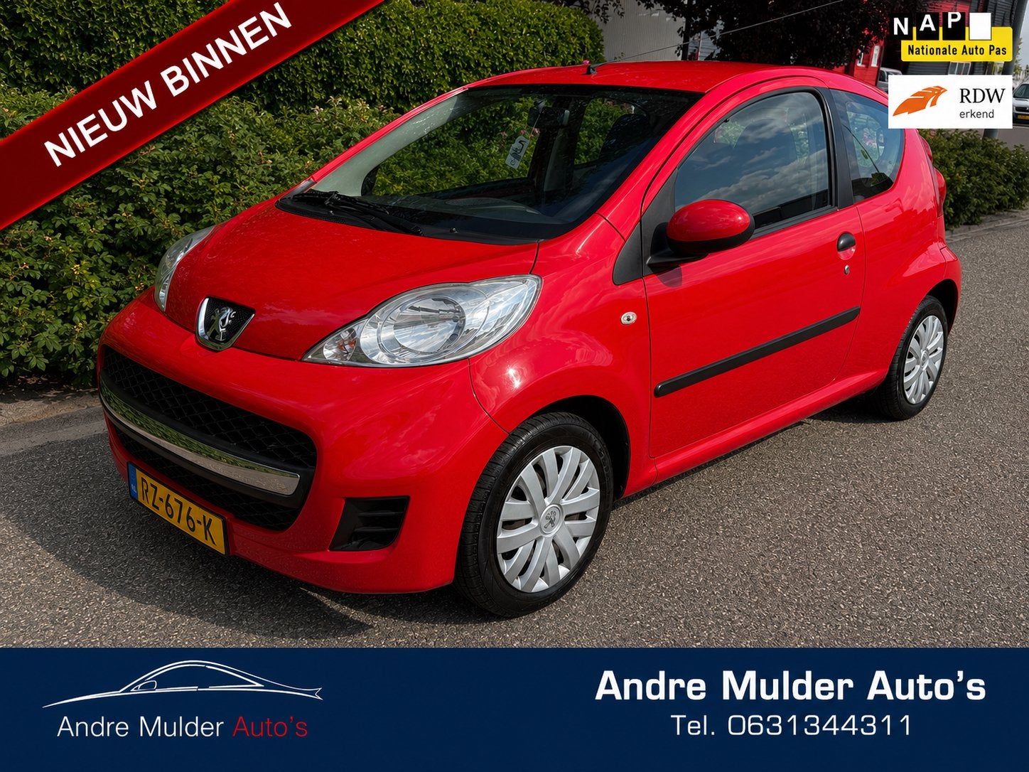 Peugeot 107 1.0 12V 3DR 2009 Rood Airco Nieuwe Apk, Auto's, Peugeot, Voorwielaandrijving, 4 stoelen, 68 pk, Bedrijf
