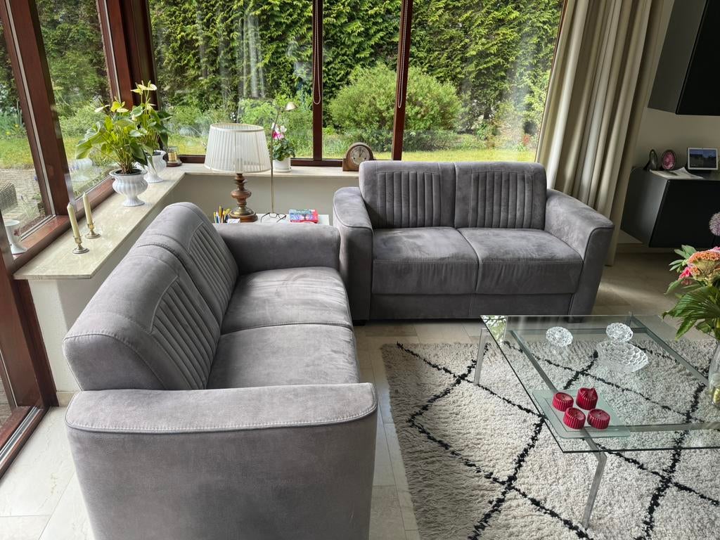 Bankstel leatherlook, Huis en Inrichting, Banken | Bankstellen, Ophalen, Overige materialen, Gebruikt, 100 tot 125 cm