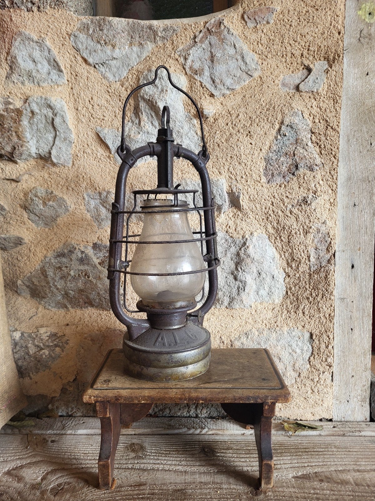 Mooie oude franse brocante stormlamp / allegonda, Antiek en Kunst, Ophalen of Verzenden