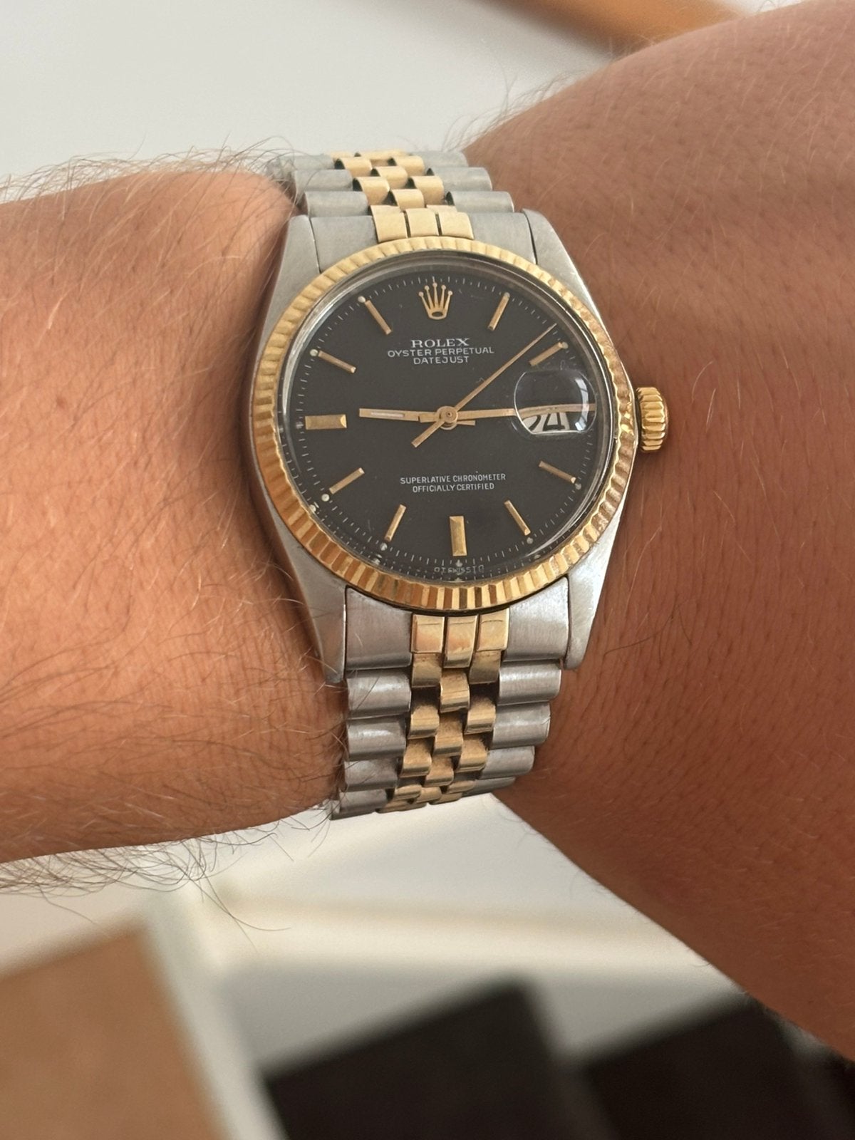 Rolex Datejust 1601 Two Tone 18K Pie Pan Box Certificaat, Rolex, Polshorloge, Ophalen of Verzenden, Zo goed als nieuw