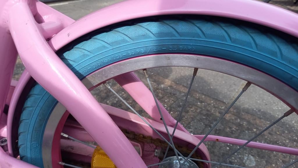 Orginele Alpina roze kinderfiets met blauwe banden 18 inch, Ophalen of Verzenden