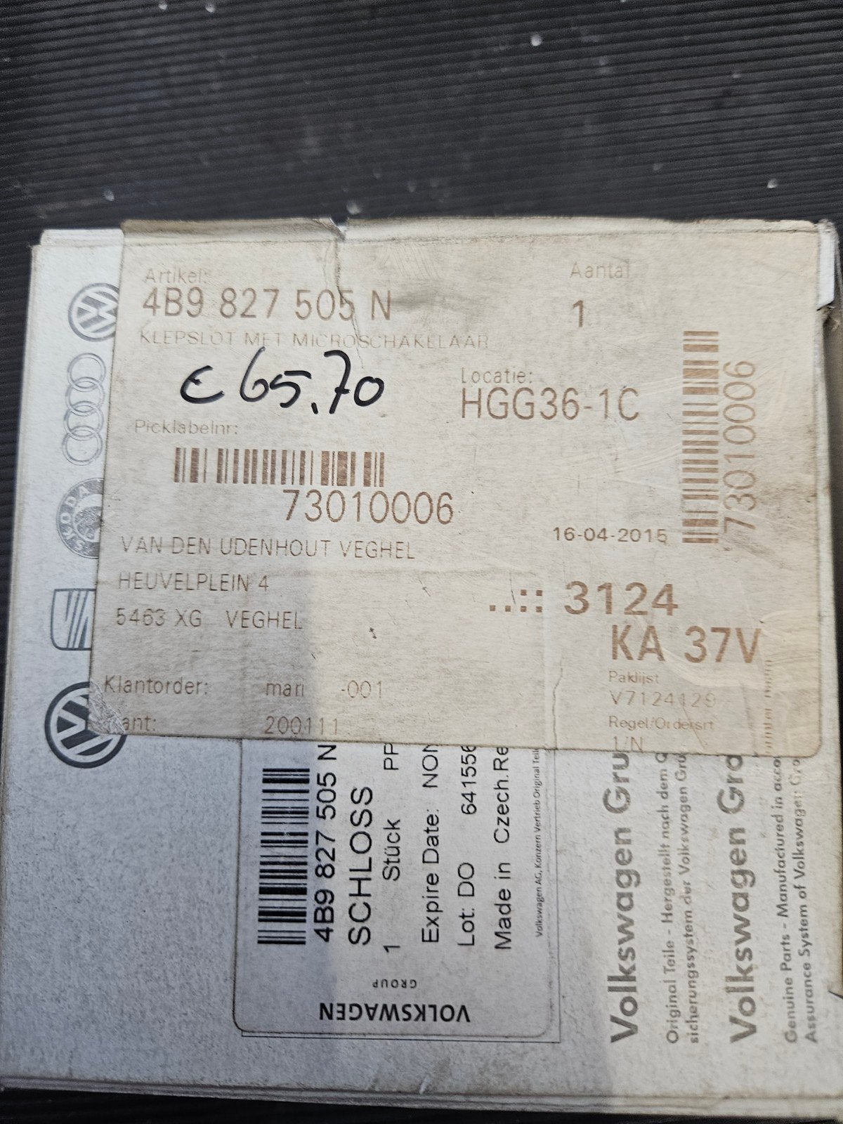 Volkswagen Klepslot met Microschakelaar 4B9 827 505 N, Ophalen of Verzenden, Nieuw, Audi