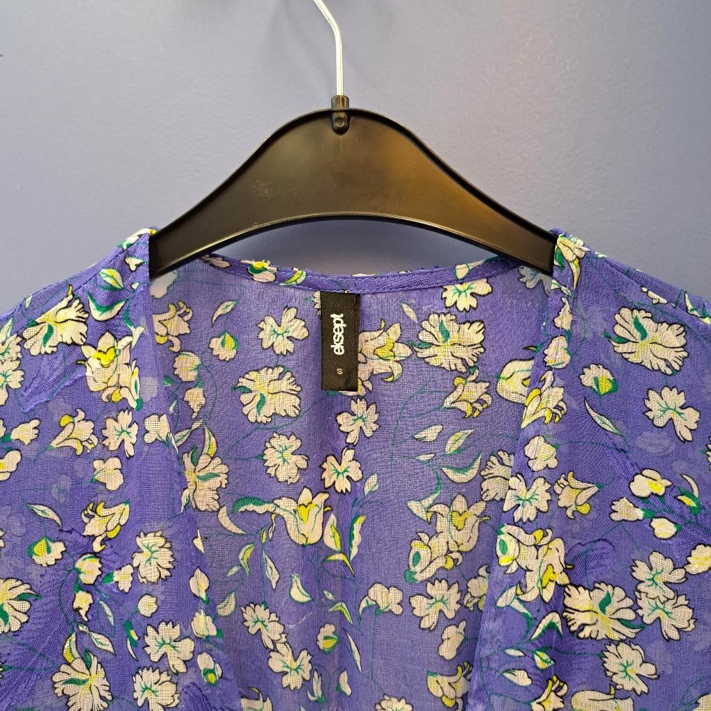 Eksept lila midi jurk/ blouse – bloemenprint, maat S 48787, ., Paars, Ophalen of Verzenden, Zo goed als nieuw