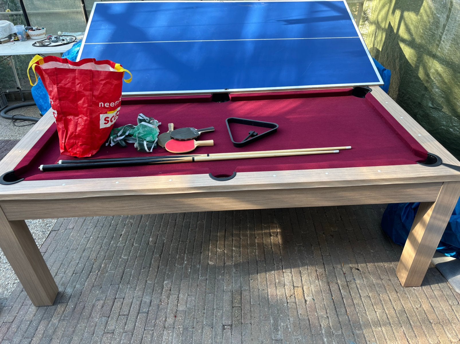 3-in-1 Pooltafel, Tafeltennistafel, Eettafel, Ophalen, Pooltafel, Nieuw, Nvt