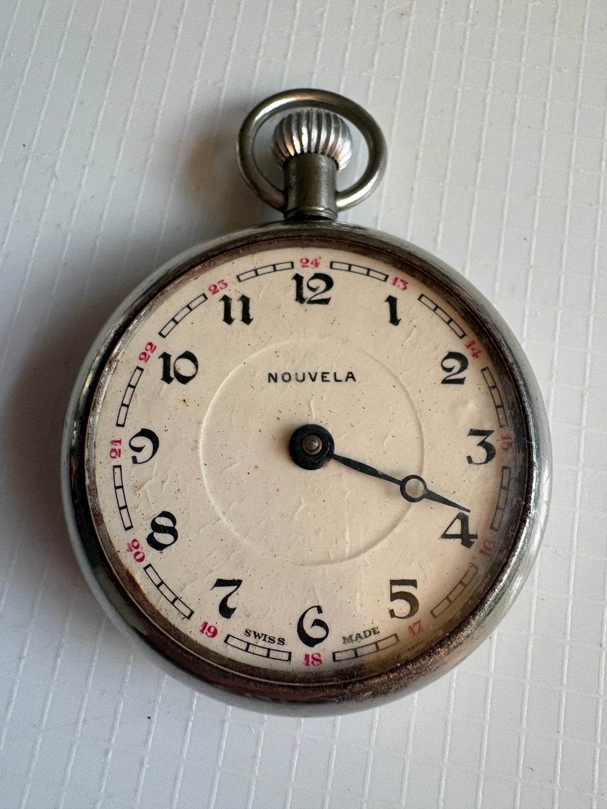 Antiek Zwitsers zakhorloge Nouvela, Sieraden, Tassen en Uiterlijk, Horloges | Antiek, Overige merken, Overige materialen, Zakhorloge