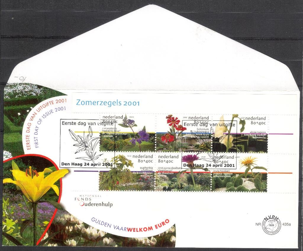 E435a - zomer 2001 - bloemen - blok, Verzenden, Onbeschreven, Nederland