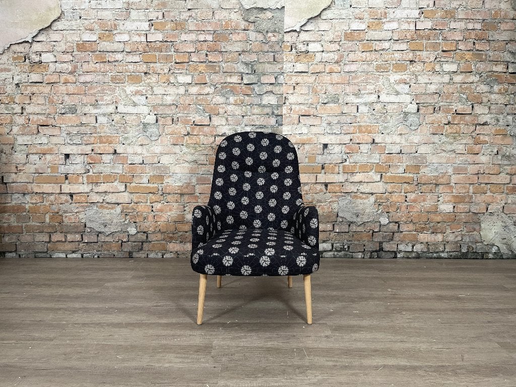 Design Fauteuil prints bij TheReSales, Huis en Inrichting, Fauteuils, Zo goed als nieuw, Hout, Stof, 50 tot 75 cm, Minder dan 75 cm