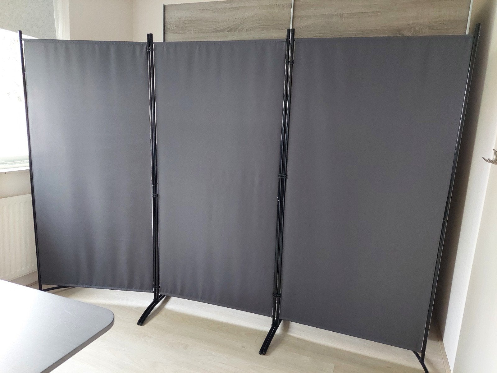 Kamerscherm, grijs, 3 panelen, 260x183 cm, Ophalen of Verzenden, Zo goed als nieuw