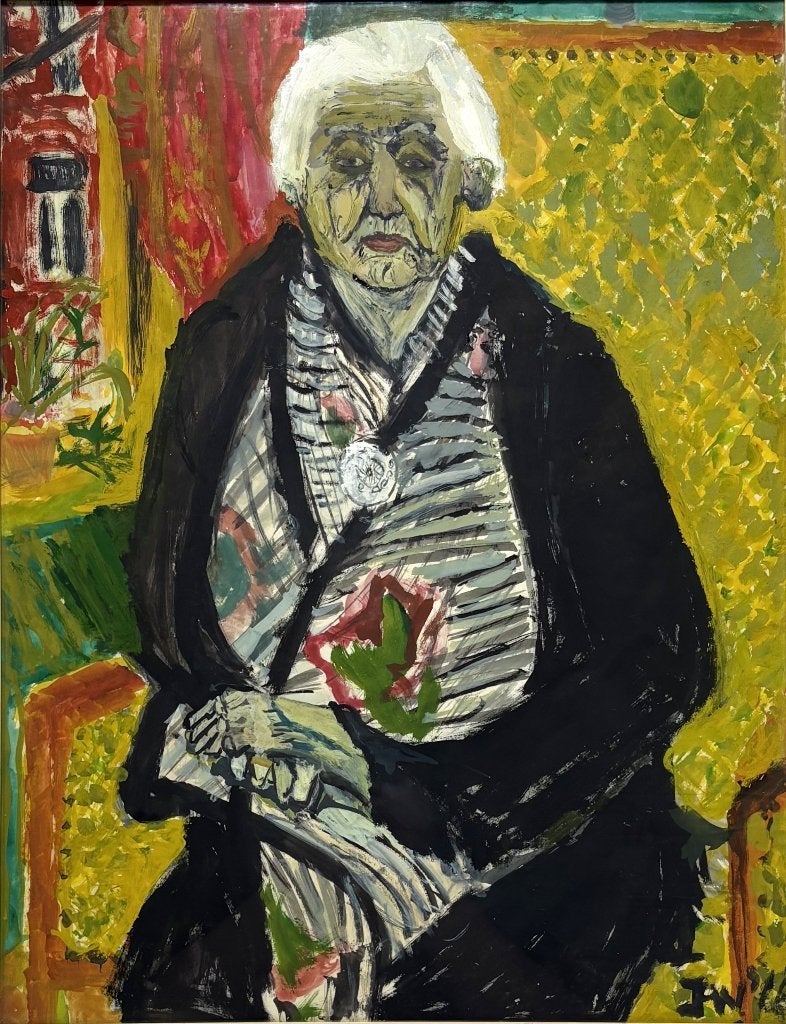 1081. Schilderij, Jan Wiegers, eerste helft 20e eeuw, Antiek en Kunst, Ophalen, Portret of Personen, Expressionistisch, Olieverf