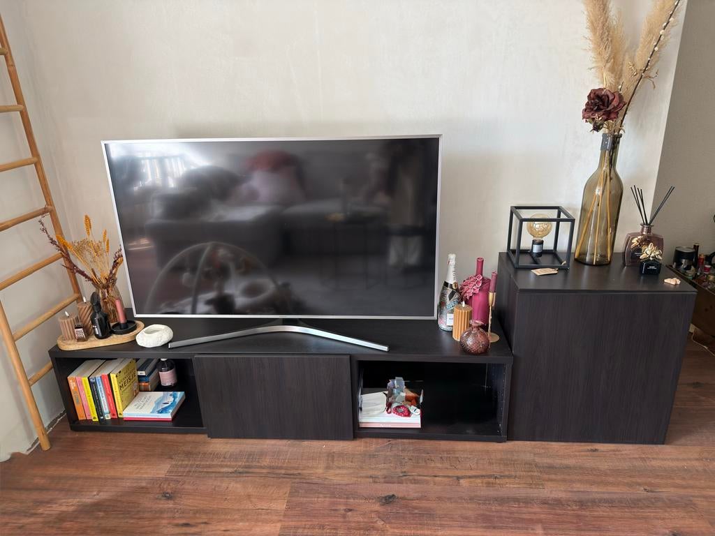 Ikea TV meubel zwartbruin - Zo goed als nieuw, 100 tot 150 cm, Ophalen of Verzenden, Zo goed als nieuw, Minder dan 100 cm