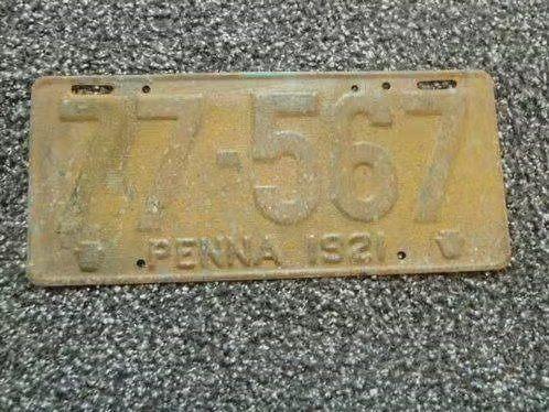Paar USA License plate / kentekenplaten Pennsylvania 1921 US, Verzenden, Gebruikt, Auto's