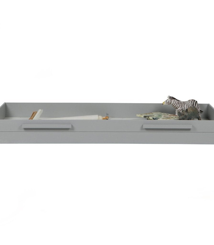 Logeerbed met lade WOOD model Dennis (betongrijs), Ophalen, Eenpersoons, Zo goed als nieuw, 200 cm