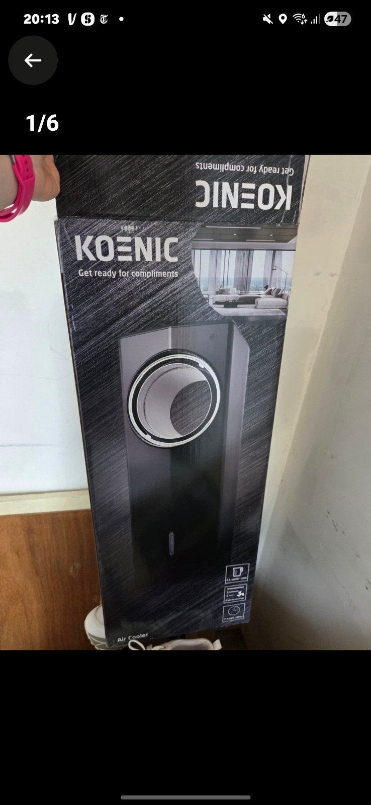 koenic kcc 80424 air cooler, Ophalen, Ventilator met afstandsbediening, Zo goed als nieuw, Torenventilator