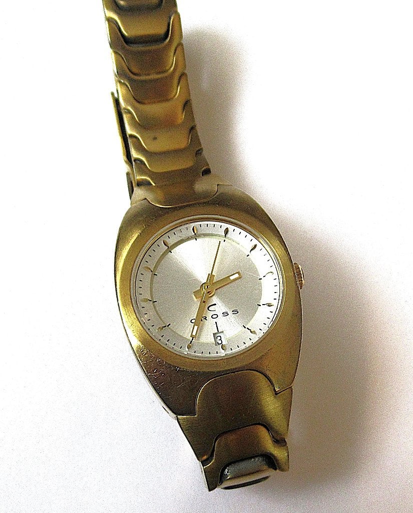 Vintage CROSS vergulden dames horloge met kalender., Ophalen of Verzenden, Zo goed als nieuw, Staal, Overige merken