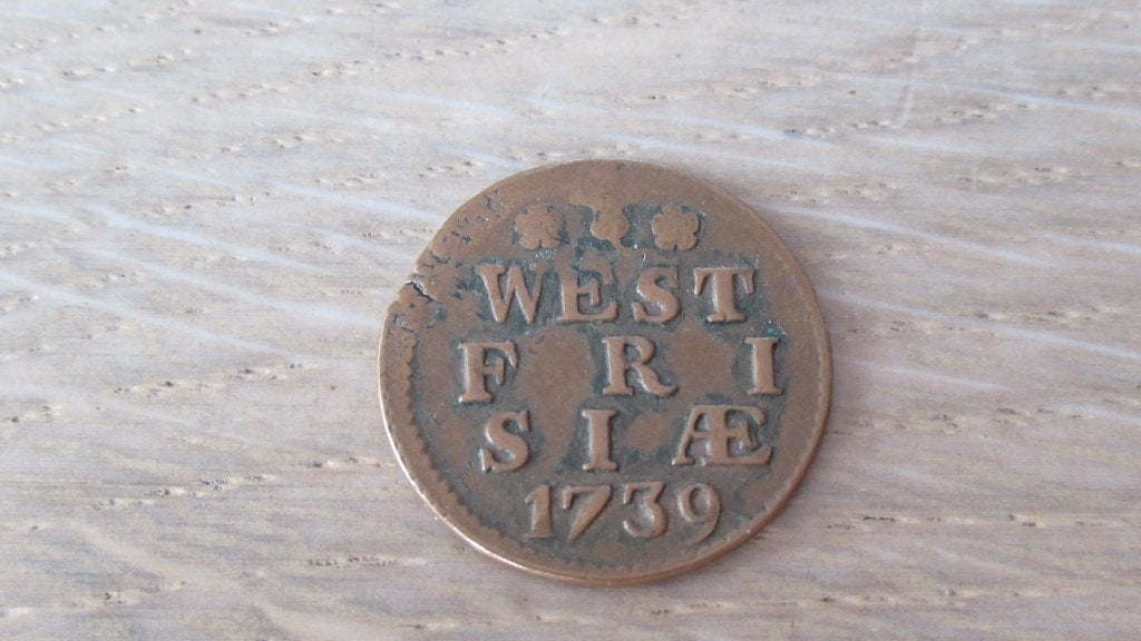 Bronzen provinciale duit West Frisia 1739 / bodemvondst, Ophalen of Verzenden, Vóór koninkrijk, Overige waardes, Losse munt
