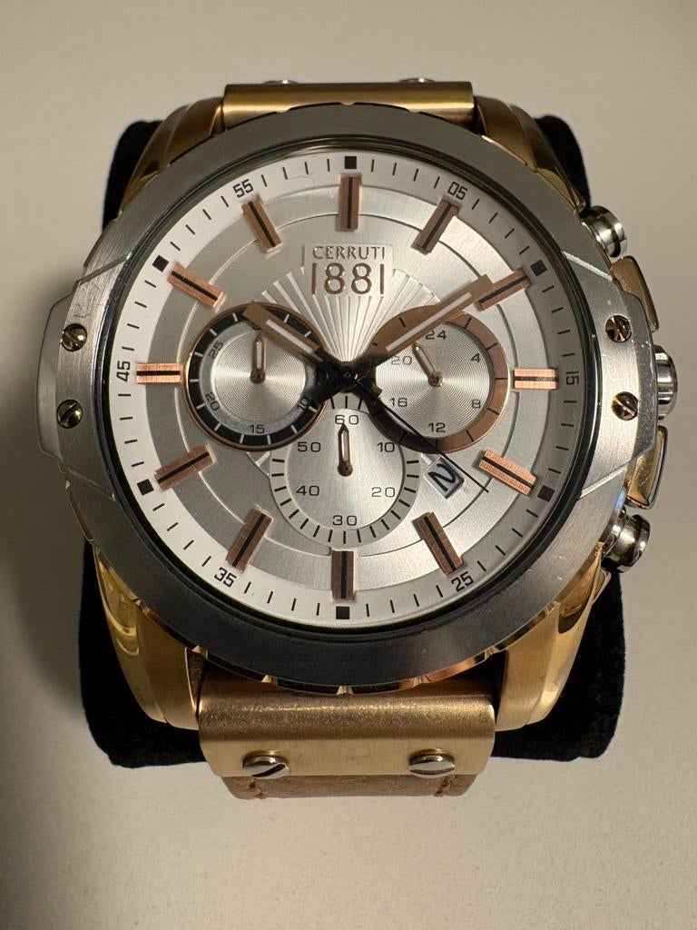 Cerruti 1881 - horloge - chronograaf, Sieraden, Tassen en Uiterlijk, Horloges | Heren, Overige merken, Overige materialen, Leer