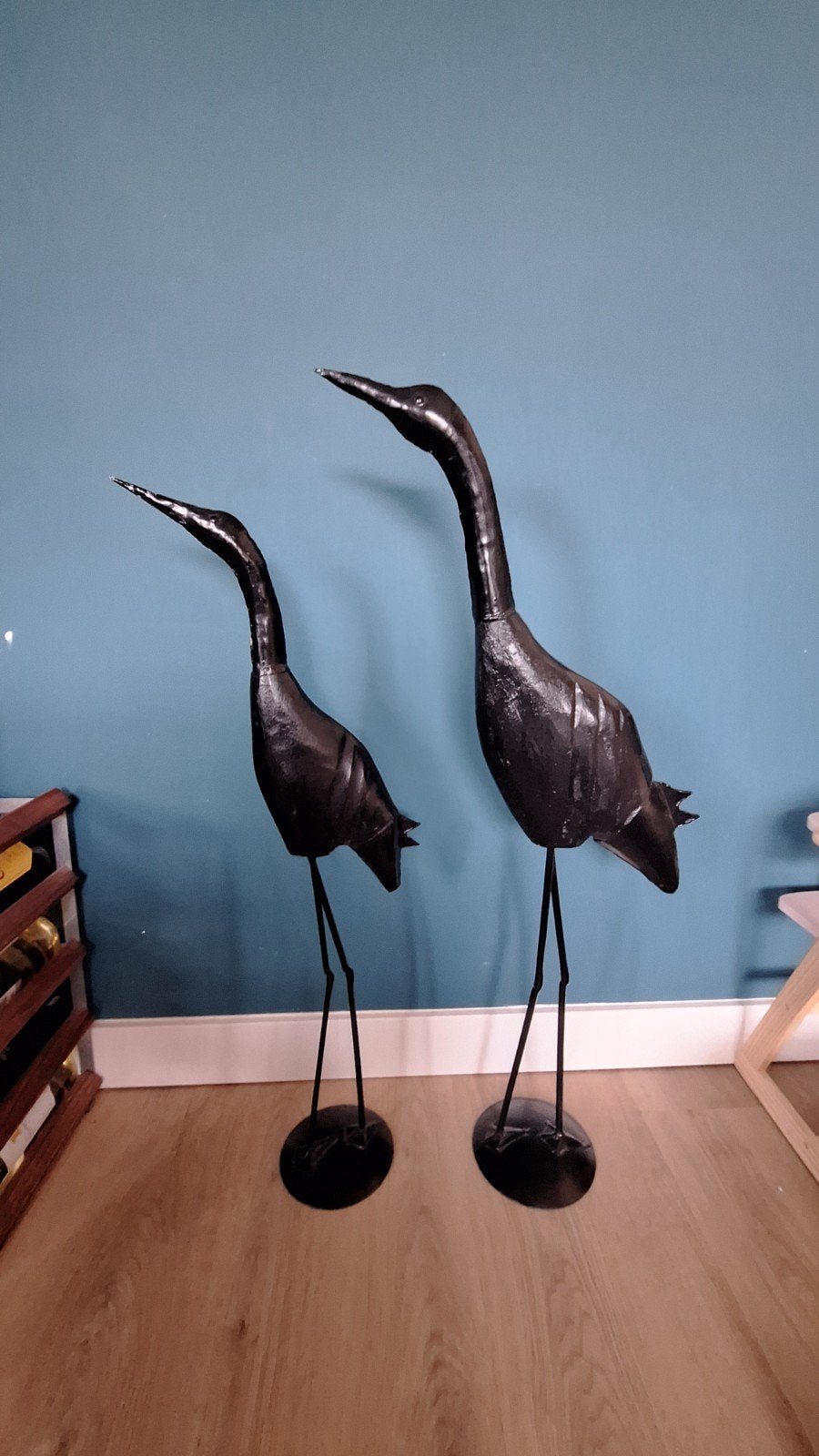 Vogels van metaal en hout, zwart met lichte glans, Ophalen, Gebruikt, Zwart, Metaal