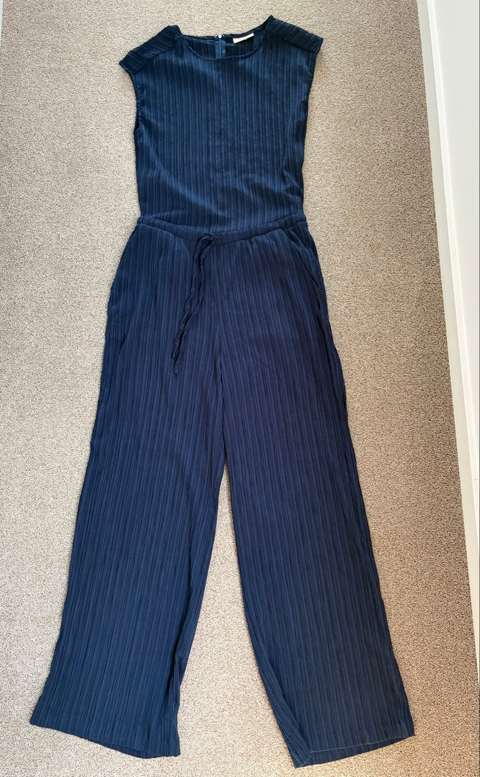Freequent co-ord set navy blauw - Top XS/S Broek M, Maat 38/40 (M), Zo goed als nieuw, Lang, Verzenden