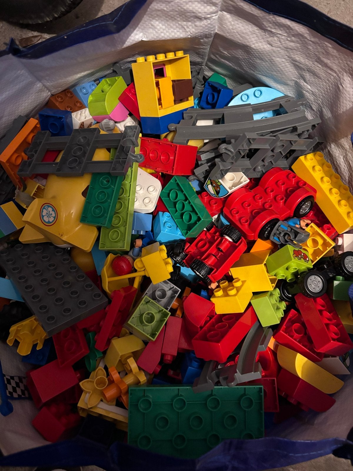 Grote zak met diverse LEGO Duplo bouwstenen en onderdelen, Ophalen, Gebruikt, Duplo, Inclusief accessoires