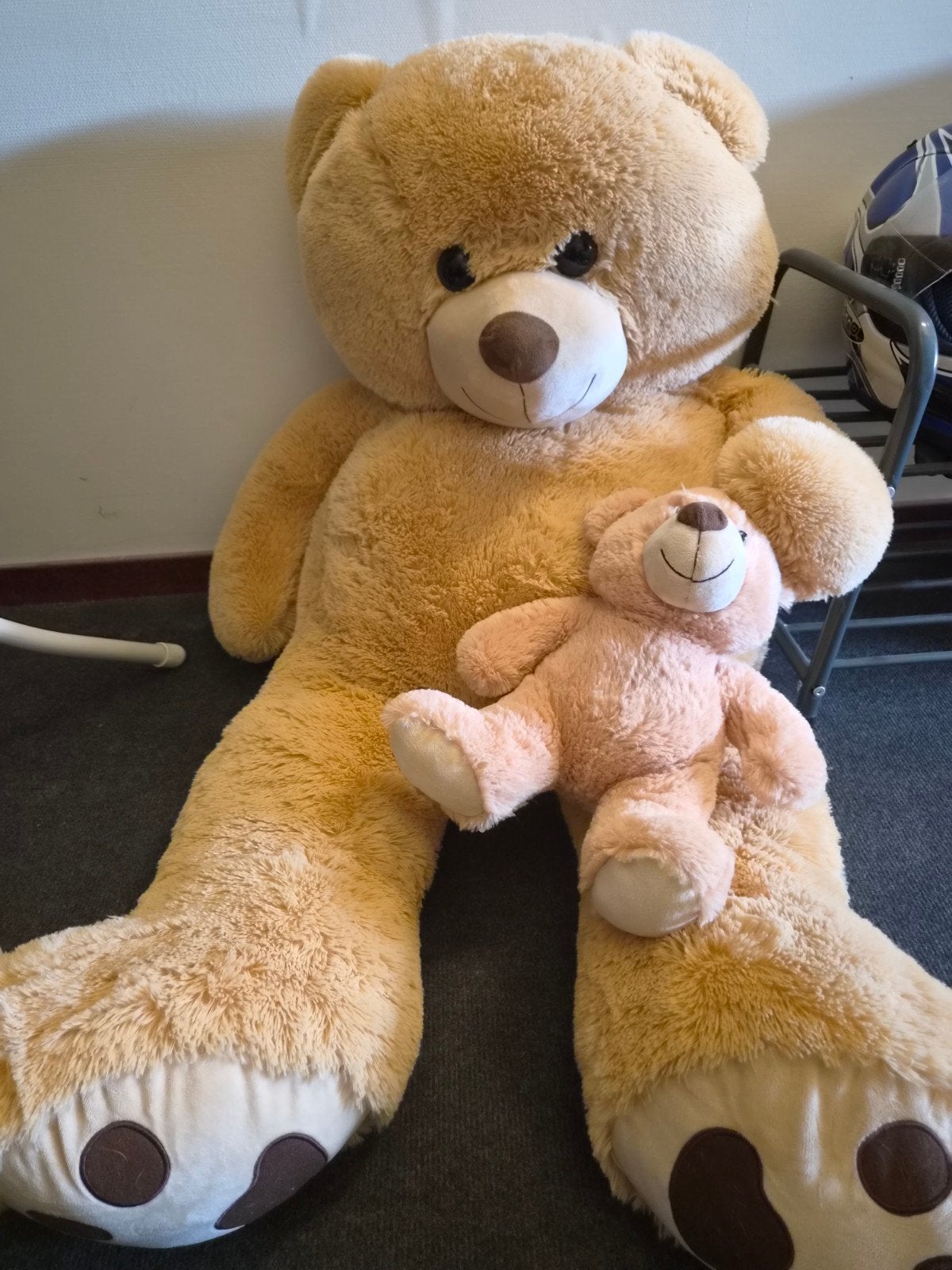 Grote teddybeer 1 meter met baby beer, Ophalen, Gebruikt, Beer, Bruin