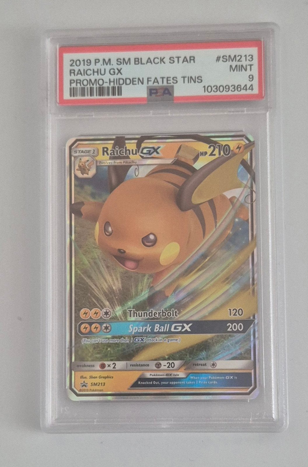 Raichu gx ! Promo-Hidden Fates Tins 2019, Hobby en Vrije tijd, Ophalen of Verzenden, Zo goed als nieuw