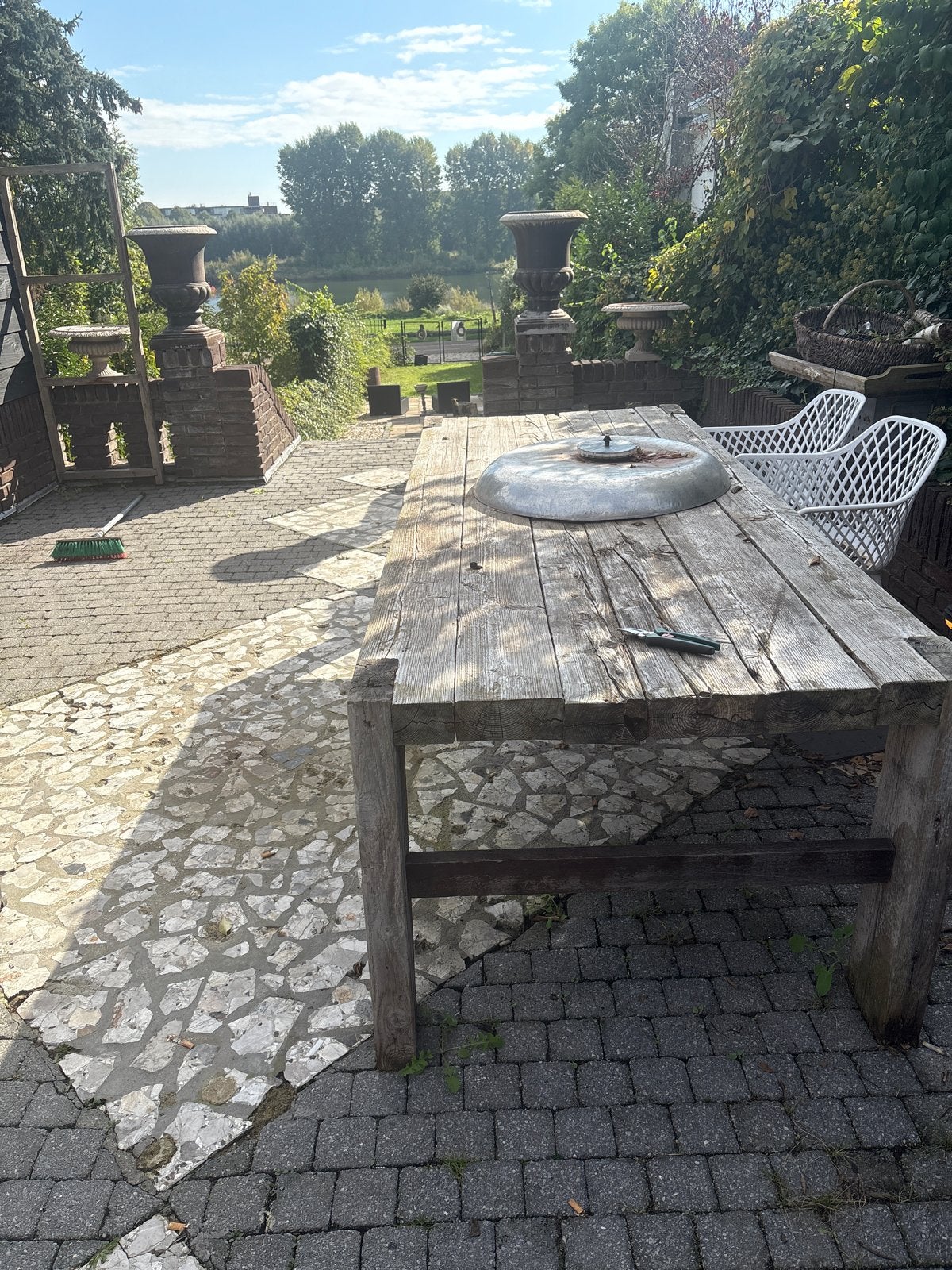 Robuuste houten tuintafel - Perfect voor buiten, Ophalen, Gebruikt, Rechthoekig, Hout