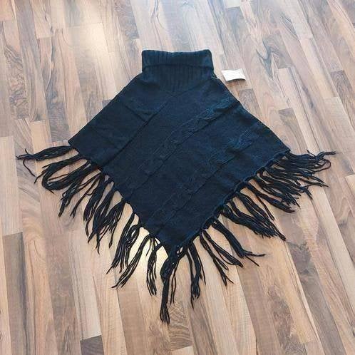 Zwarte poncho met kabel/kol van Fashion, one size, nieuwe, Ophalen of Verzenden, Nieuw, Maat 38/40 (M), Zwart