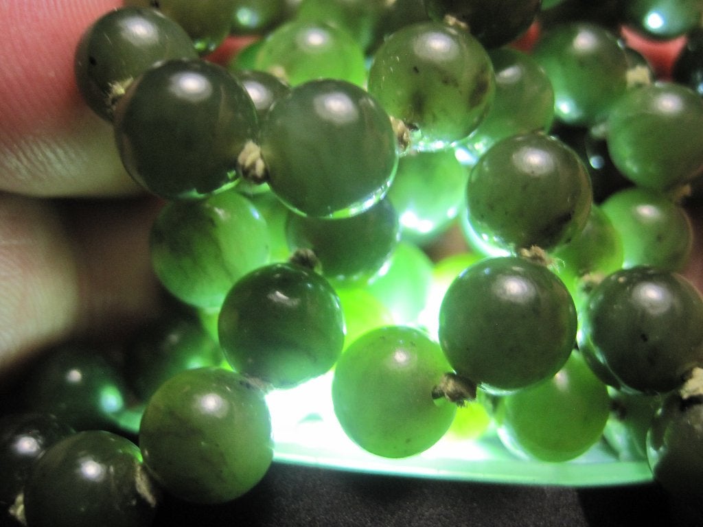 Antiek Jade collier ketting %100 natuurlijk 80 cm, Ophalen, Zilver, Ketting, Met edelsteen