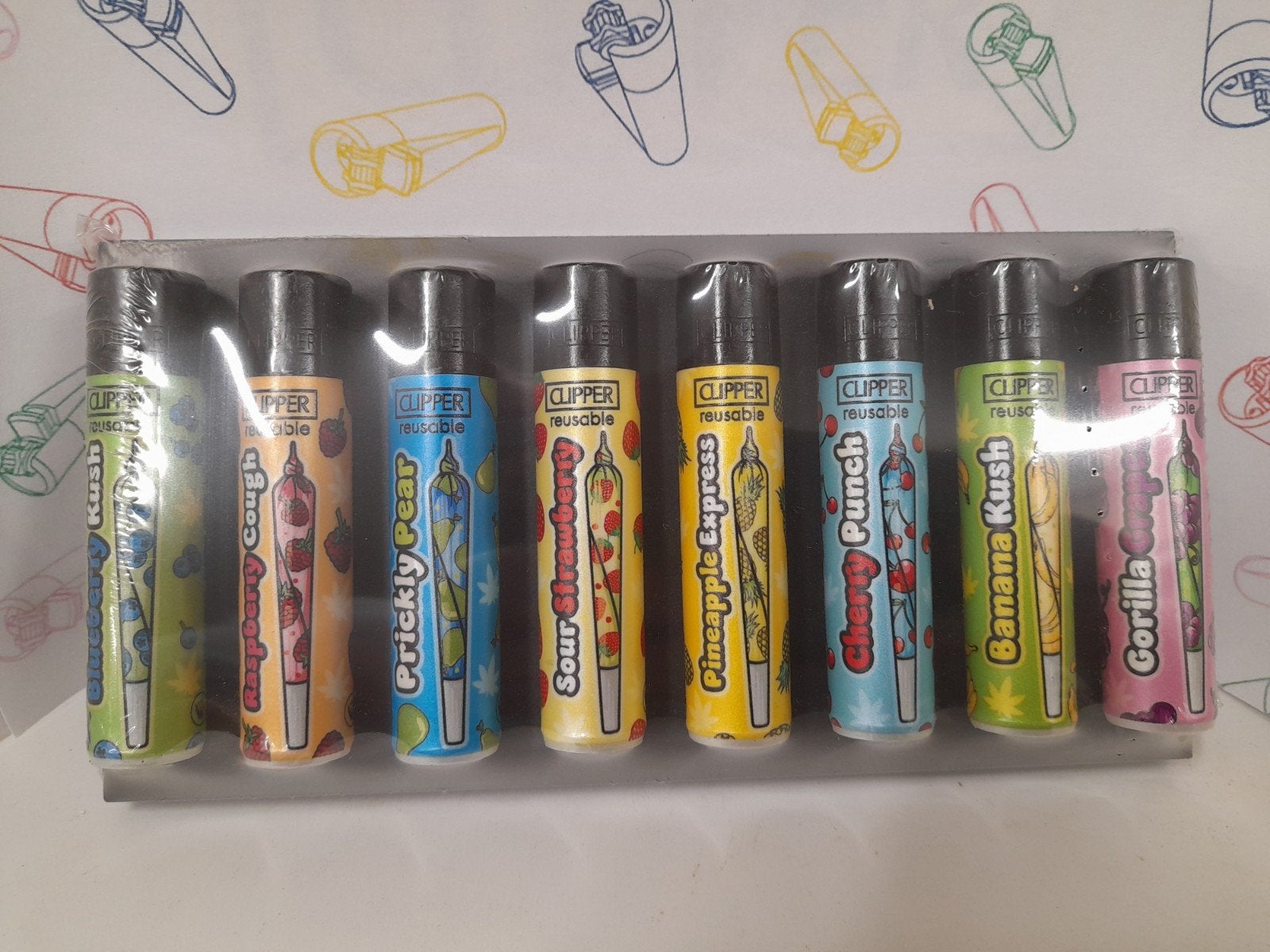 fire flow rek met 8 verzamel clipper aanstekers, Verzamelen, Ophalen of Verzenden, Nieuw, Aansteker