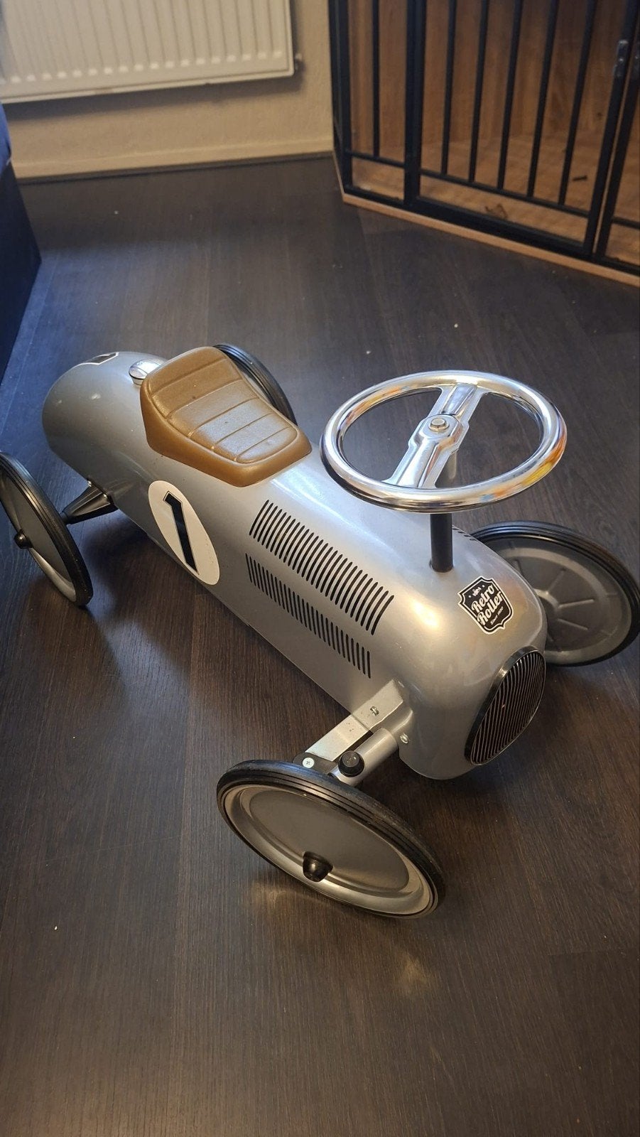 Retro Roller Loopauto Zilver - nauwelijks opgereden, Ophalen, Zo goed als nieuw, Loopvoertuig
