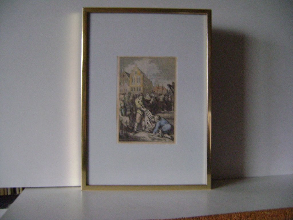 Tekening ingekleurd Jacobus Buys 1783(zie omschrijving), Ophalen of Verzenden, Tekening, Achter glas